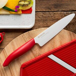 Kyocera Revolution Series 2-Piece Ceramic Knife Set: 5.5-inch Santoku Knife and a 4.5-inch Utility Knife, Red Handles with White Blades