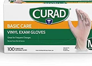 CURAD Basic Care Vinyl Disposable Exam Gloves, Medium (Pack of 300)