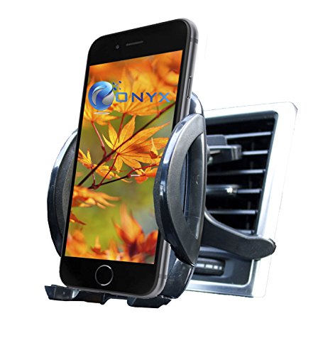 Onyx Air Vent Universal Smartphone Car Mount Holder - Cradle for Iphone 6 Plus /5S, Samsung Galaxy S5 S4 S3 Note 3 and other Smartphones unto 4.0" wide - Black