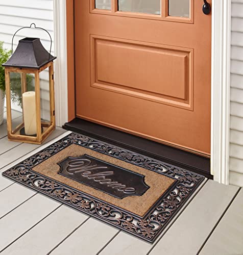 A1HC Natural Coir and Rubber Door Mat, 38x23, Thick Durable Doormats for Indoor Outdoor Entrance, Heavy Duty, Thin Profile Door Mat, Easy to Clean, Long Lasting, Front Door Entry Doormat