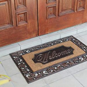 A1HC Natural Coir and Rubber Door Mat, 38x23, Thick Durable Doormats for Indoor Outdoor Entrance, Heavy Duty, Thin Profile Door Mat, Easy to Clean, Long Lasting, Front Door Entry Doormat