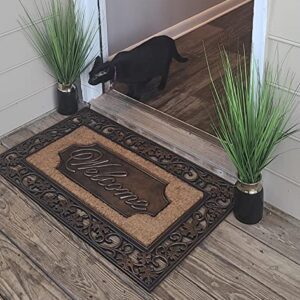 A1HC Natural Coir and Rubber Door Mat, 38x23, Thick Durable Doormats for Indoor Outdoor Entrance, Heavy Duty, Thin Profile Door Mat, Easy to Clean, Long Lasting, Front Door Entry Doormat