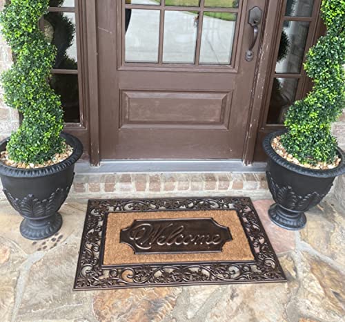 A1HC Natural Coir and Rubber Door Mat, 38x23, Thick Durable Doormats for Indoor Outdoor Entrance, Heavy Duty, Thin Profile Door Mat, Easy to Clean, Long Lasting, Front Door Entry Doormat