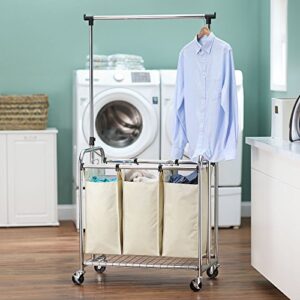 Household Essentials Commercial 3-Bag Laundry Sorter with Clothes Rack