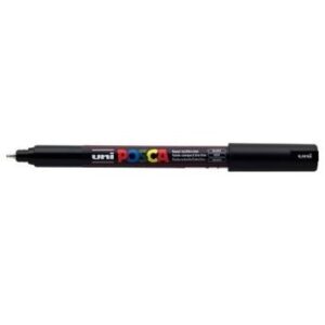 uni posca pc-1mr black colour paint marker pens ultra fine 0.7mm calibre nib tip writes on any surface (single pen)