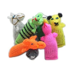 barn yarn hand knit wool cat toy, stuffed with organic catnip (6 pack)