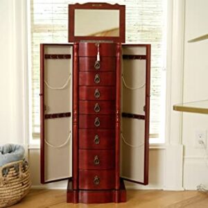 Hives and Honey Francesca Standing Armoire Jewelry Cabinet, Antique Cherry