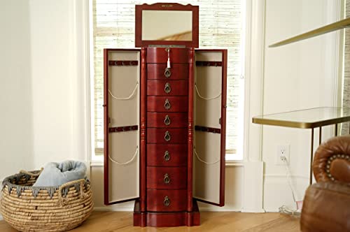 Hives and Honey Francesca Standing Armoire Jewelry Cabinet, Antique Cherry