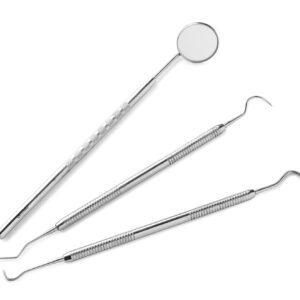 Dental Hygiene Tool Kit - Includes Stainless Steel Tarter Scraper/Scaling Remover, Dental Toothpick, Mouth Mirror - by Majestic Bombay- Dentists Tools Set is Ideal for Personal Use & Pet Friendly