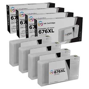 ld products remanufactured ink cartridge replacements for epson 676xl 676 t676xl120 high yield (black, 4-pack) for workforce wp-4020 wp-4530 wp-4540 wp-4010 wp-4023 wp-4090 wp-4520 wp-4533 wp-4590