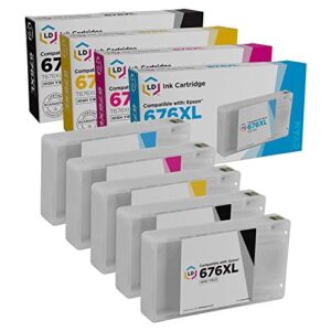 ld products remanufactured ink cartridge replacement for epson 676xl t676xl high yield (2 black, 1 cyan, 1 magenta, 1 yellow, 5-pack) workforce wp-4020 wp-4530 wp-4540 wp-4010 wp-4023 wp-4090 wp-4520