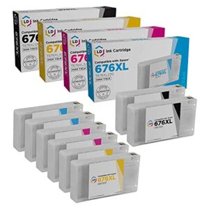 LD Products Remanufactured Ink Cartridge Replacement for Epson 676XL T676XL High Yield (2 Black, 2 Cyan, 2 Magenta, 2 Yellow, 8-Pack) Workforce WP-4020 WP-4530 WP-4540 WP-4010 WP-4023 WP-4090 WP-4520