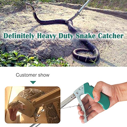 IC ICLOVER 47 Inch Extra Heavy Duty Snake Tongs, Standard Reptile Snake Grabber Catcher Tool, Professional Reptile Grabber Rattle Snake Catching Wide Jaw Handling Tool, with Locking - Stainless Steel