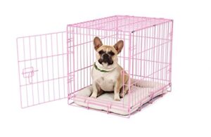 carlson pink secure and compact single door metal dog crate, small