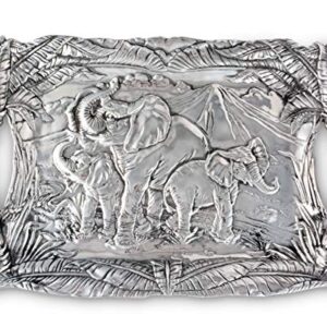 Arthur Court Designs Aluminum Elephant Clutch Tray Breakfast & Dinner Serving for Drinks Snack Fruits, Food Coffee Table Storage Tray for Home Decoration 20.5 inch x 14.5 inch