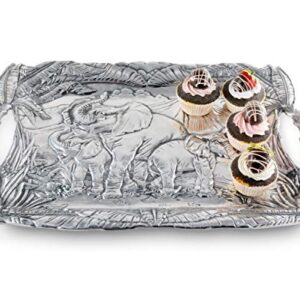 Arthur Court Designs Aluminum Elephant Clutch Tray Breakfast & Dinner Serving for Drinks Snack Fruits, Food Coffee Table Storage Tray for Home Decoration 20.5 inch x 14.5 inch