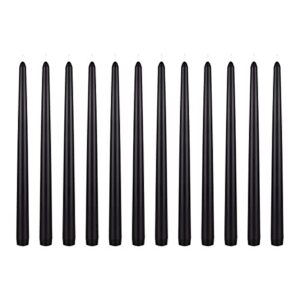 mega candles 12 pcs unscented black taper candle, hand poured wax candles 12 inch x 7/8 inch, home décor, wedding receptions, baby showers, birthdays, celebrations, party favors & more