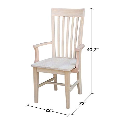 International Concepts Tall Mission Chair with Arms, Unfinished