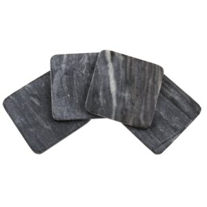 thirstystone 4 pack natural marble square coasters with protective cork backing, elegant, luxourious, easily wipes clean
