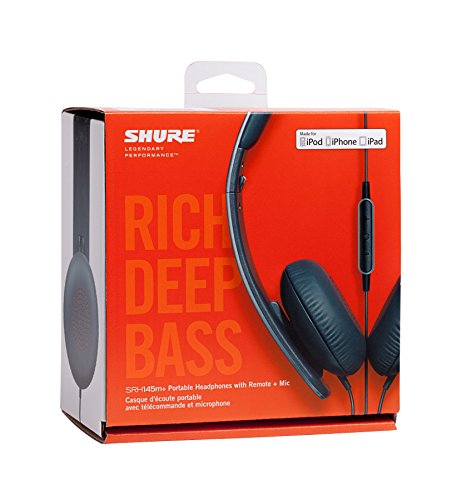 Shure SRH145m+ Portable Collapsible Headphones with Remote + Microphone Compatible with All Apple iOS Devices