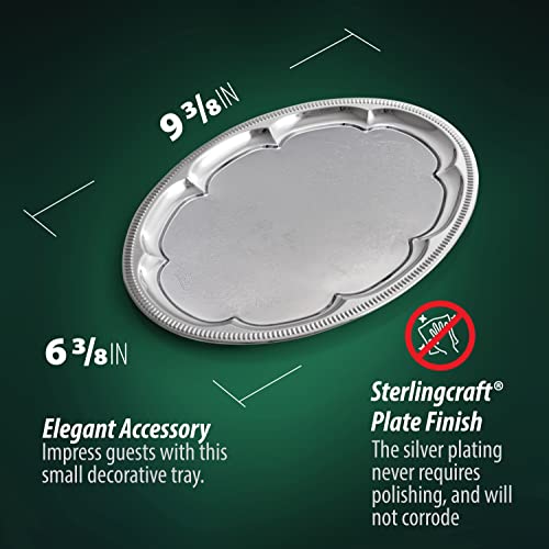 Sterlingcraft Silver Finish Serving Tray, 9 x 6 inches, 7 1/4 X 4 1/4 Serving Area