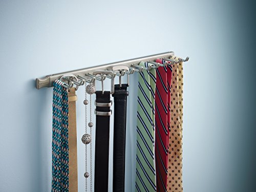 ClosetMaid 38053 14-Hook Tie & Belt Rack, Nickel, 15 x 2.75 x 0.88 inches