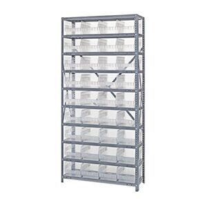 quantum storage systems 1275-207rd store more steel shelving unit with 6" shelf bins, 12" d x 36" w x 75" h, red