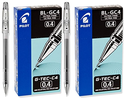 Pilot G-Tec-C Ultra Fine Black 0.4mm Rollerball Pen 2 Dozen [Office Product]