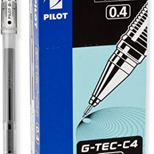 Pilot G-Tec-C Ultra Fine Black 0.4mm Rollerball Pen 2 Dozen [Office Product]