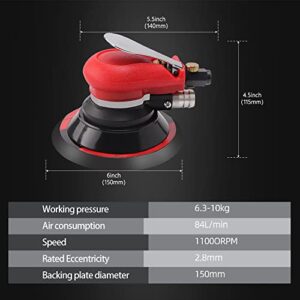 ZFE Random Orbital Sander 5" & 6" Pneumatic Palm Sander with Extra 5" Backing Plate, Sponge Polishing Pads, Sandpapers Low Vibration and Heavy Duty for Wood, Composites, Metal