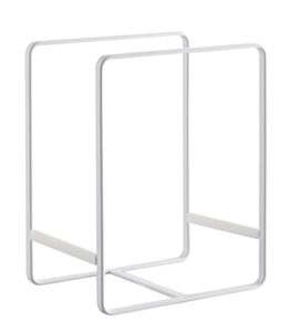 yamazaki home rack stand storage/plate holder | steel | large | dish organizer, white