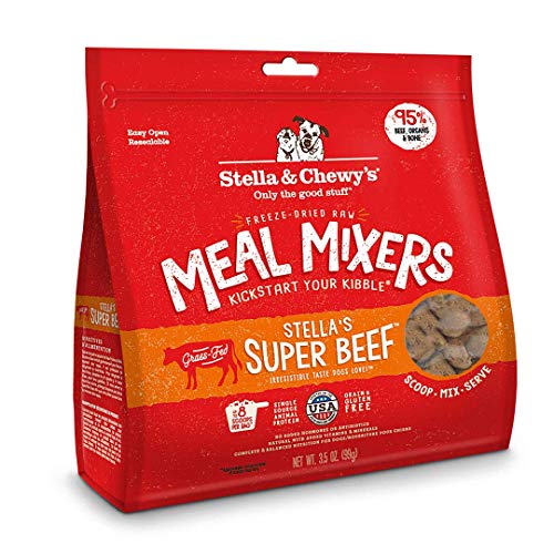 Stella & Chewy’s Freeze Dried Raw Super Beef Meal Mixer – Dog Food Topper for Small & Large Breeds – Grain Free, Protein Rich Recipe – 3.5 oz Bag