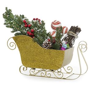 The Lucky Clover Trading Gold Glitter Sleigh Basket-Large 10in Container
