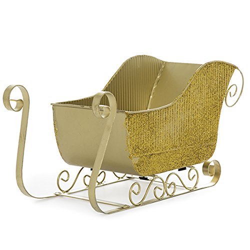 The Lucky Clover Trading Gold Glitter Sleigh Basket-Large 10in Container