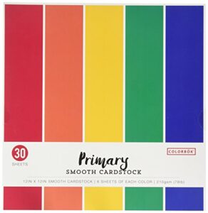 colorbok 68207b smooth cardstock paper pad, 12" x 12", primary