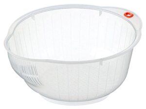 inomata plastic japanese rice washing bowl with strainer, 2 quart