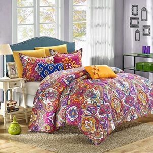 chic home mumbai 8 piece reversible comforter set/printed luxury bed in a bag, queen