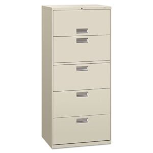 hon 675lq 600 series five-drawer lateral file, 30w x 19-1/4d, light gray