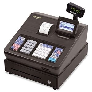 sharp xe-a207 cash register, clear multi-line operator display, easy set-up with guided programming, sd card slot for program backup easy data transfer