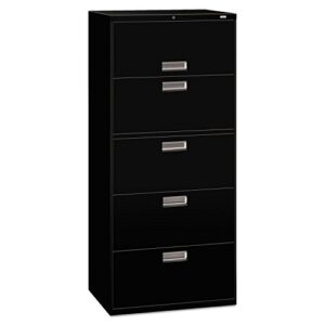 hon 675lp 600 series five-drawer lateral file, 30w x 19-1/4d, black