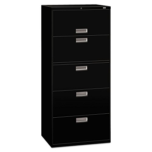 HON 675LP 600 Series Five-Drawer Lateral File, 30w x 19-1/4d, Black