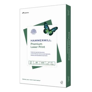 Hammermill Printer Paper, Premium Laser Print 24 lb, 11 x 17-1 Ream (500 Sheets) - 98 Bright, Made in the USA