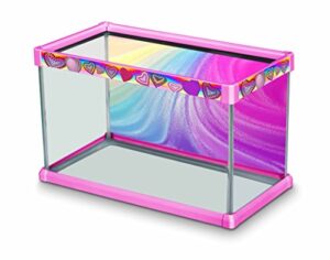 elive aquarium fish tank decorative frame kit with background for 10 gallon tanks (20” x 10” x 12”), playful pink - bedazzled heart design