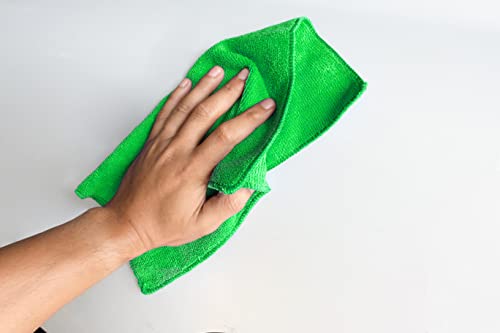 Microworks 2502-GREEN-DZ Microfiber Towel, 16" x 16", Green (Pack of 12)