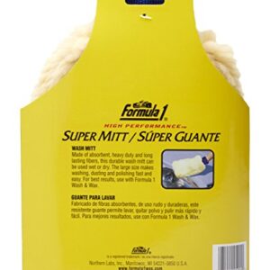 Formula 1 Super Car Wash Mitt – Synthetic Lambs Wool Wash Mitt Auto Detailing Supplies – Large Car Duster for Wet & Dry Applications – Super Absorbent Exterior Care Products