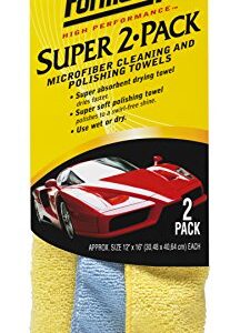 Formula 1 Super 2-Pack Microfiber Towels for Cars – Super Absorbent Microfiber Cleaning Cloth for Cars – Cleaning & Polishing Car Microfiber Towel Set – Streak-Free Car Cleaning Supplies (12" x 16")