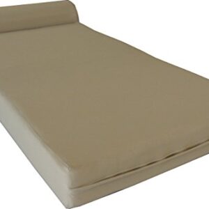 D&D Futon Furniture Twin Size Tan Sleeper Chair Folding Foam Bed 6 x 36 x 70, Studio Guest Beds Foam Density 1.8 lb
