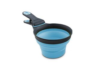 dexas popware for pets collapsible klipscoop, 1 cup capacity, gray/blue