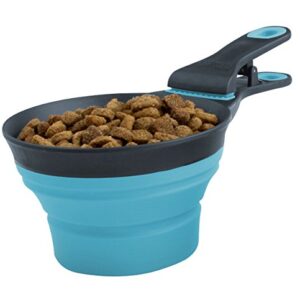 Dexas Popware for Pets Collapsible KlipScoop, 1 Cup Capacity, Gray/Blue