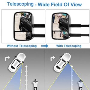 ECCPP Towing Mirrors Pair Set Replacement fit for 2003-06 for Chevy Silverado 1500 2500 HD 3500 Suburban 1500 2500 Tahoe for GMC Sierra Yukon Power Heated Signal Black Manual Telescoping Tow Mirrors